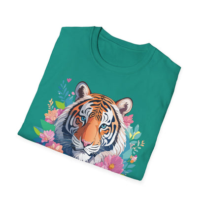 Tiger Themed Unisex Cotton Short Sleeve T Shirt Animal Print Tee