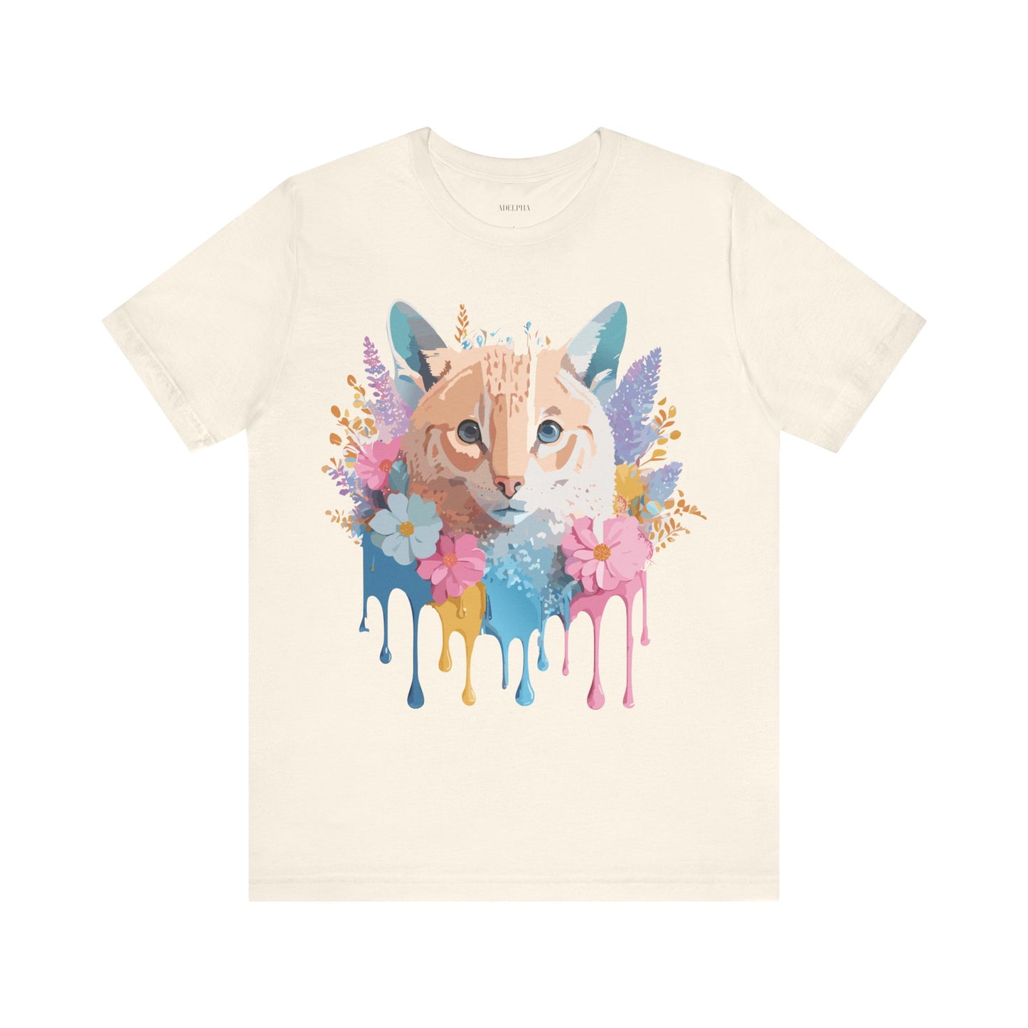 Natural Cotton Tee Shirt with Cat