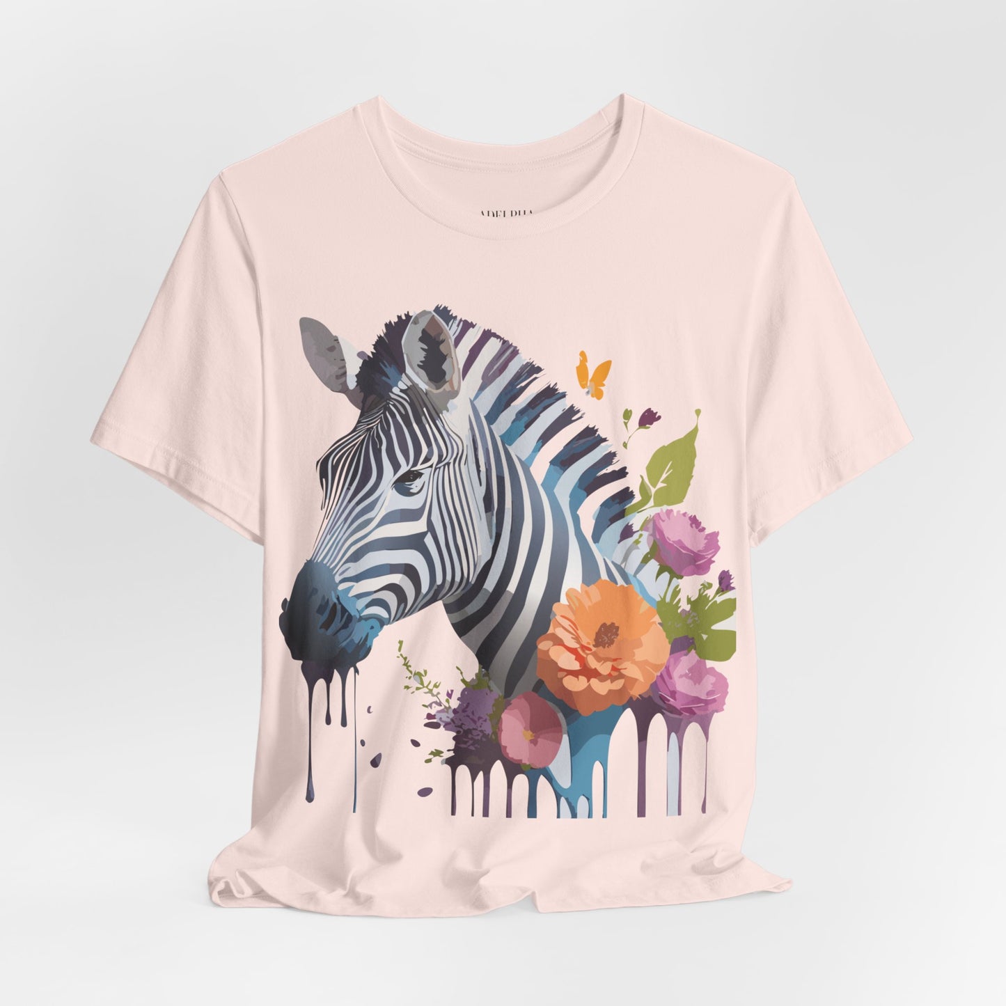 Natural Cotton Tee Shirt with Zebra