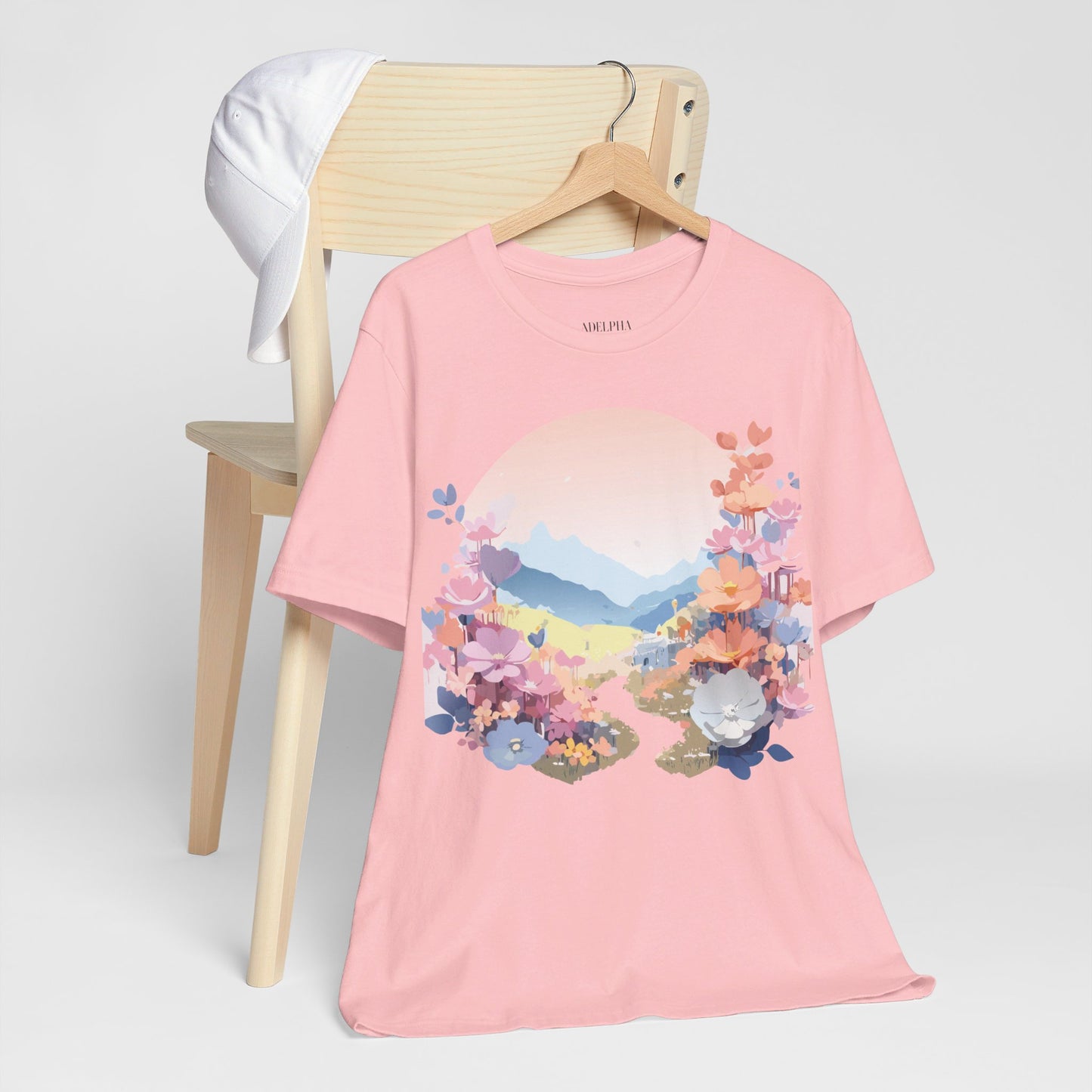 Natural Cotton Tee Shirt with Flowers