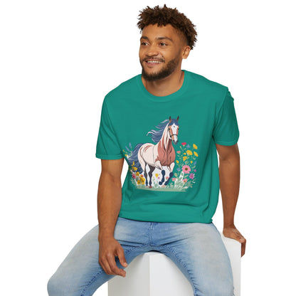 Unisex Horse Tee Softstyle Cotton Shirt With Animals Design Graphic