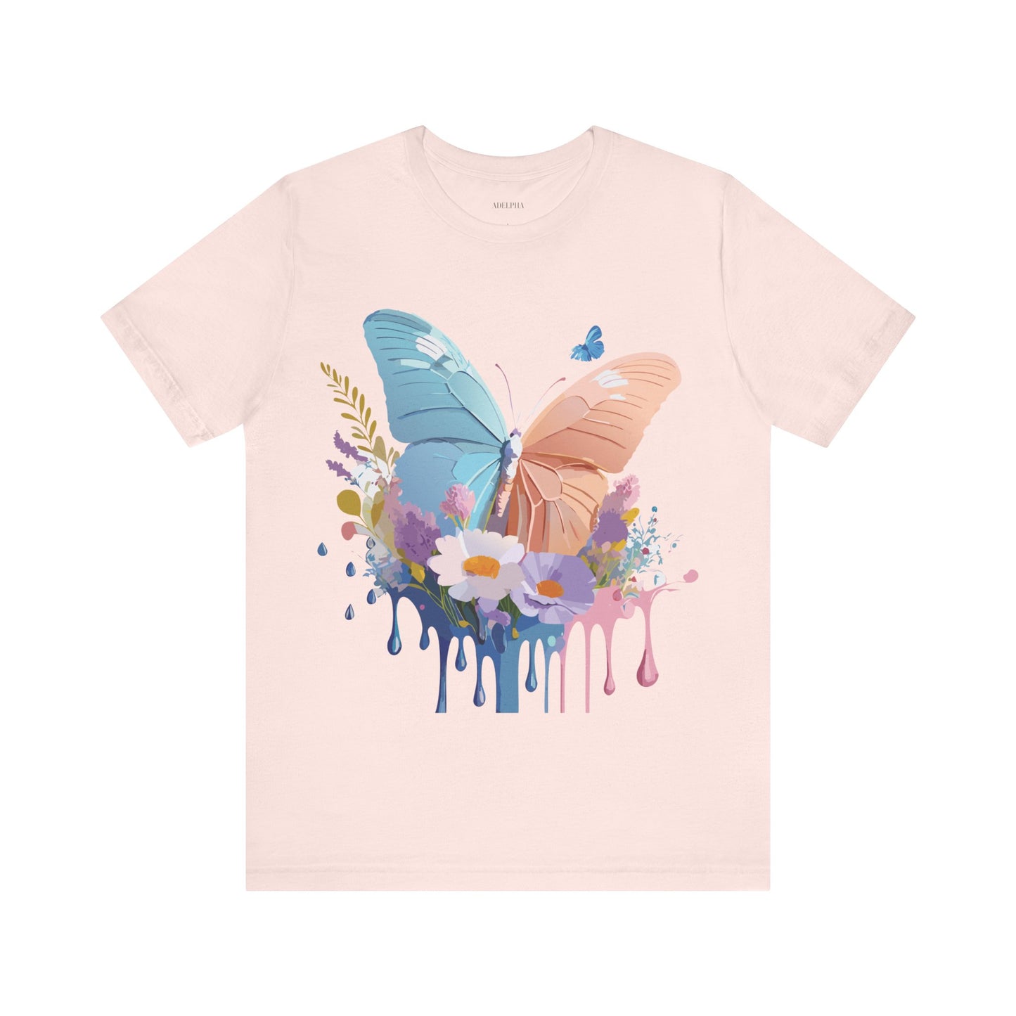 Natural Cotton Tee Shirt with Butterfly