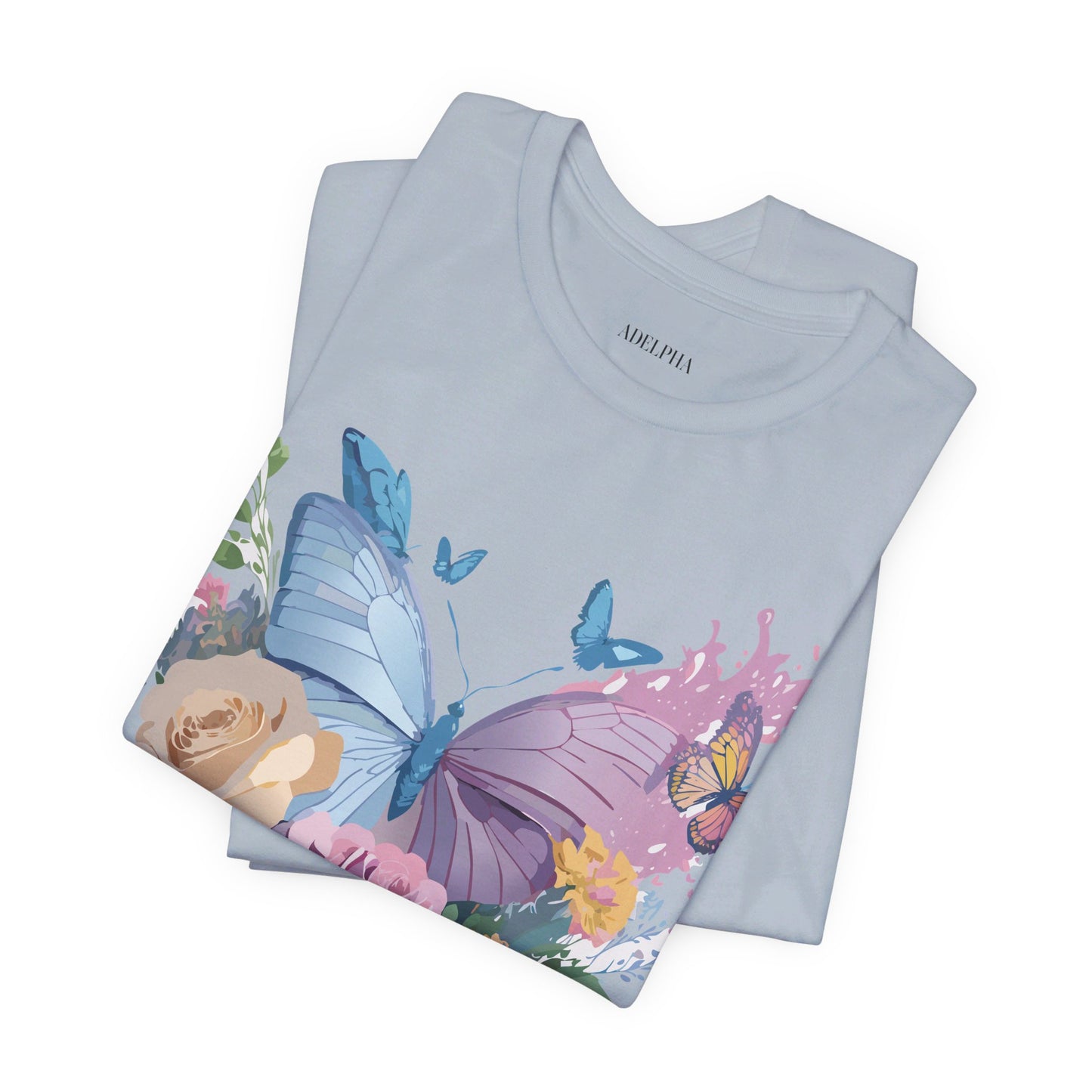 Natural Cotton Tee Shirt with Butterfly