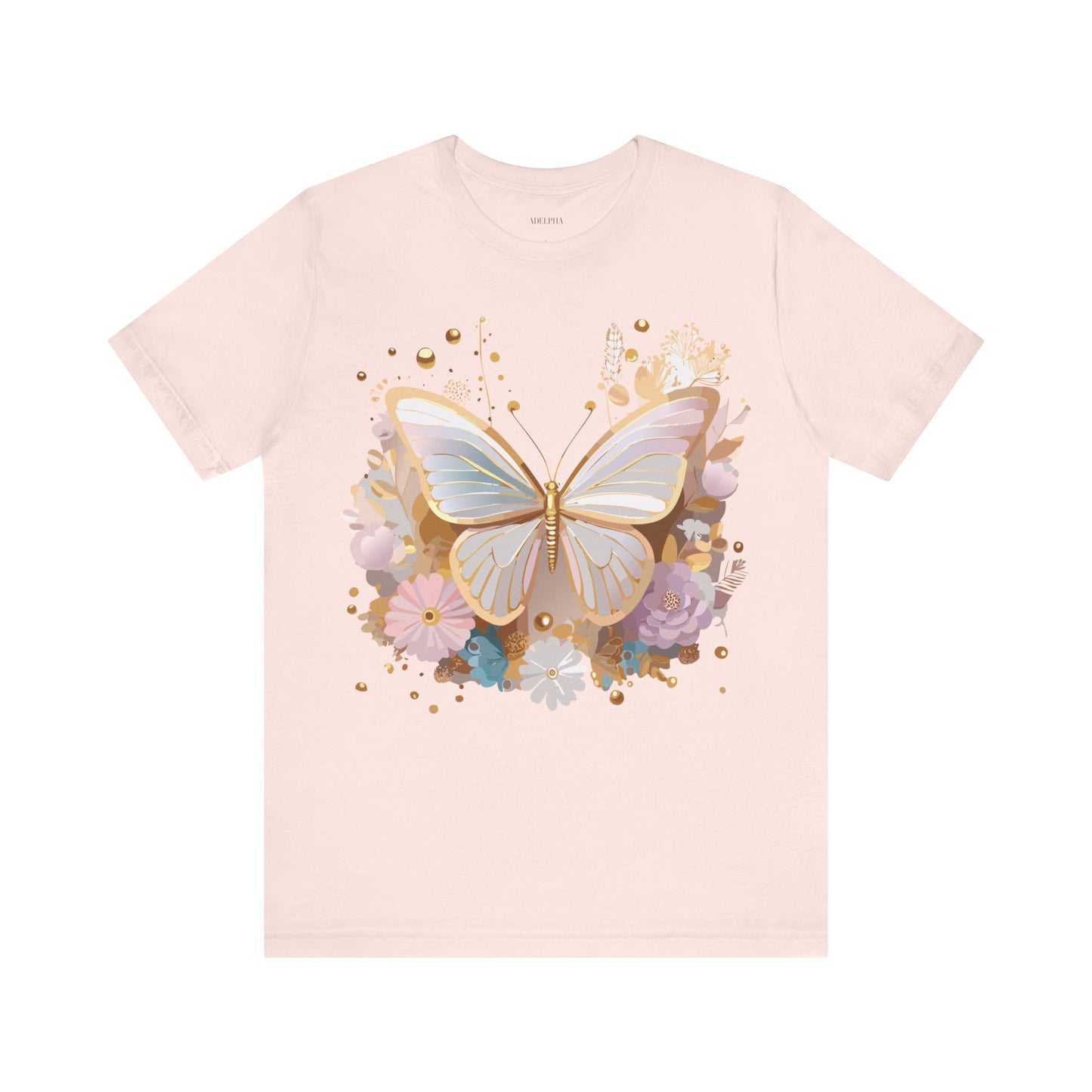 Natural Cotton Tee Shirt with Butterfly