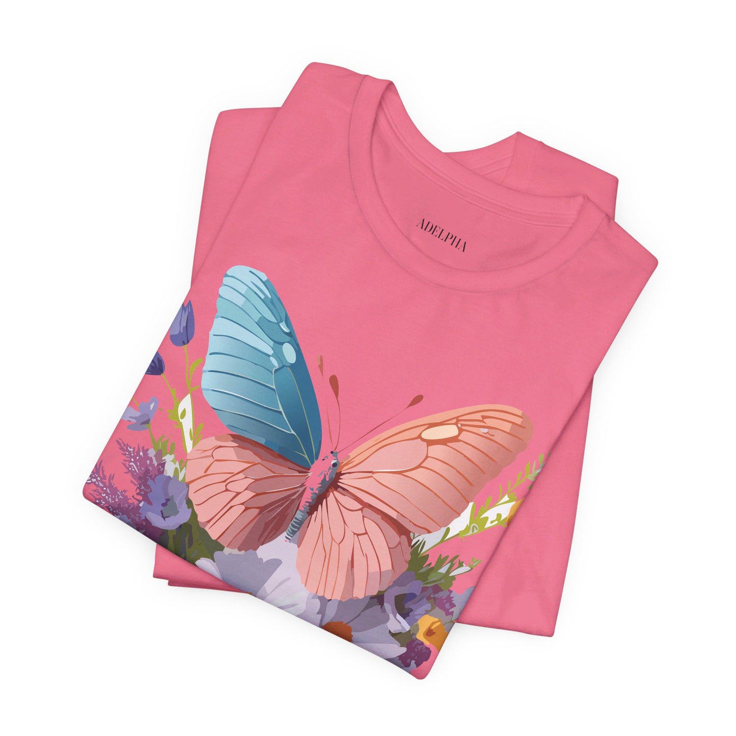 Natural Cotton Tee Shirt with Butterfly