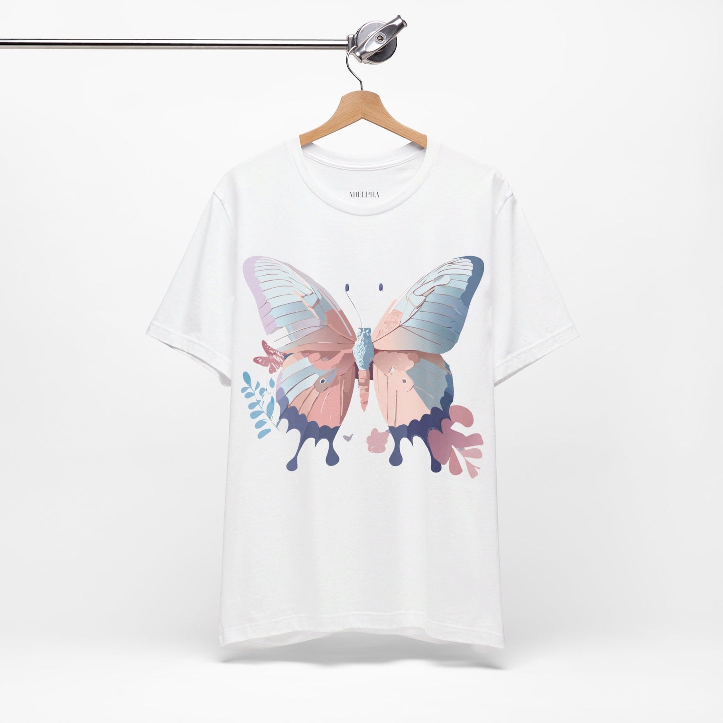 Natural Cotton Tee Shirt with Butterfly