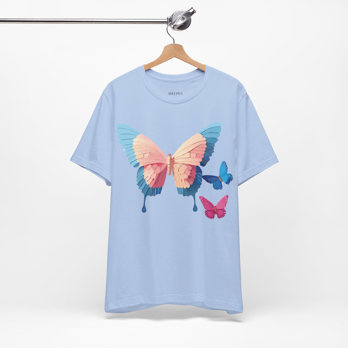 Natural Cotton Tee Shirt with Butterfly