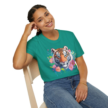 Tiger Themed Unisex Cotton Short Sleeve T Shirt Animal Print Tee