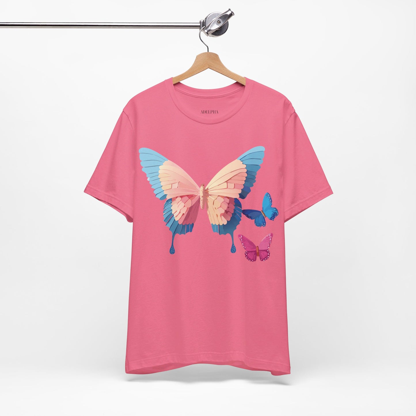 Natural Cotton Tee Shirt with Butterfly