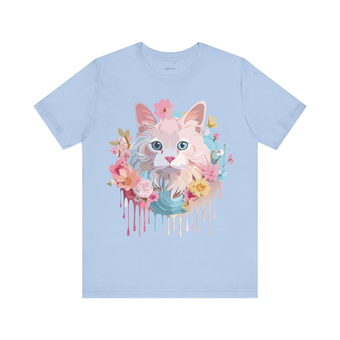 Natural Cotton Tee Shirt with Cat