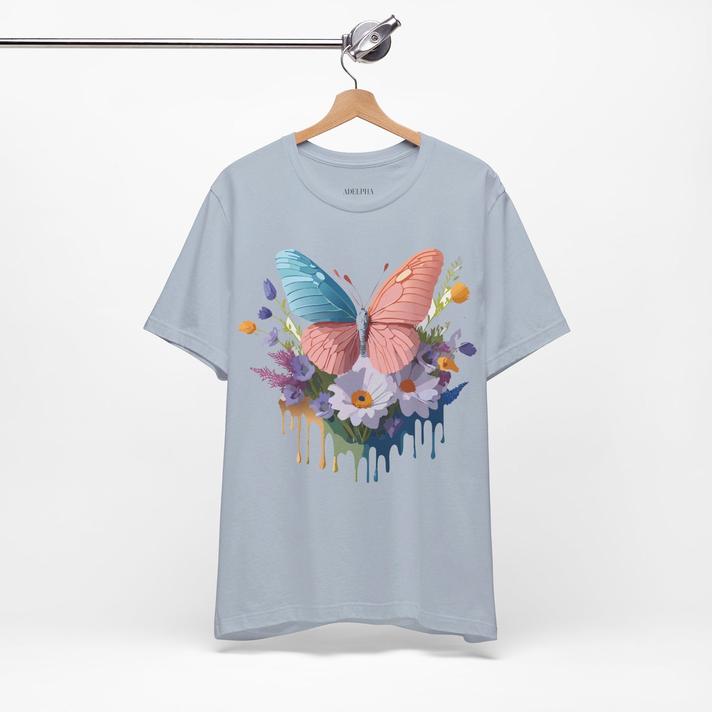 Natural Cotton Tee Shirt with Butterfly