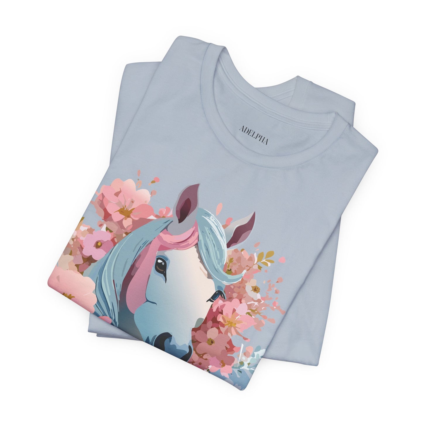 Natural Cotton Tee Shirt with Horse