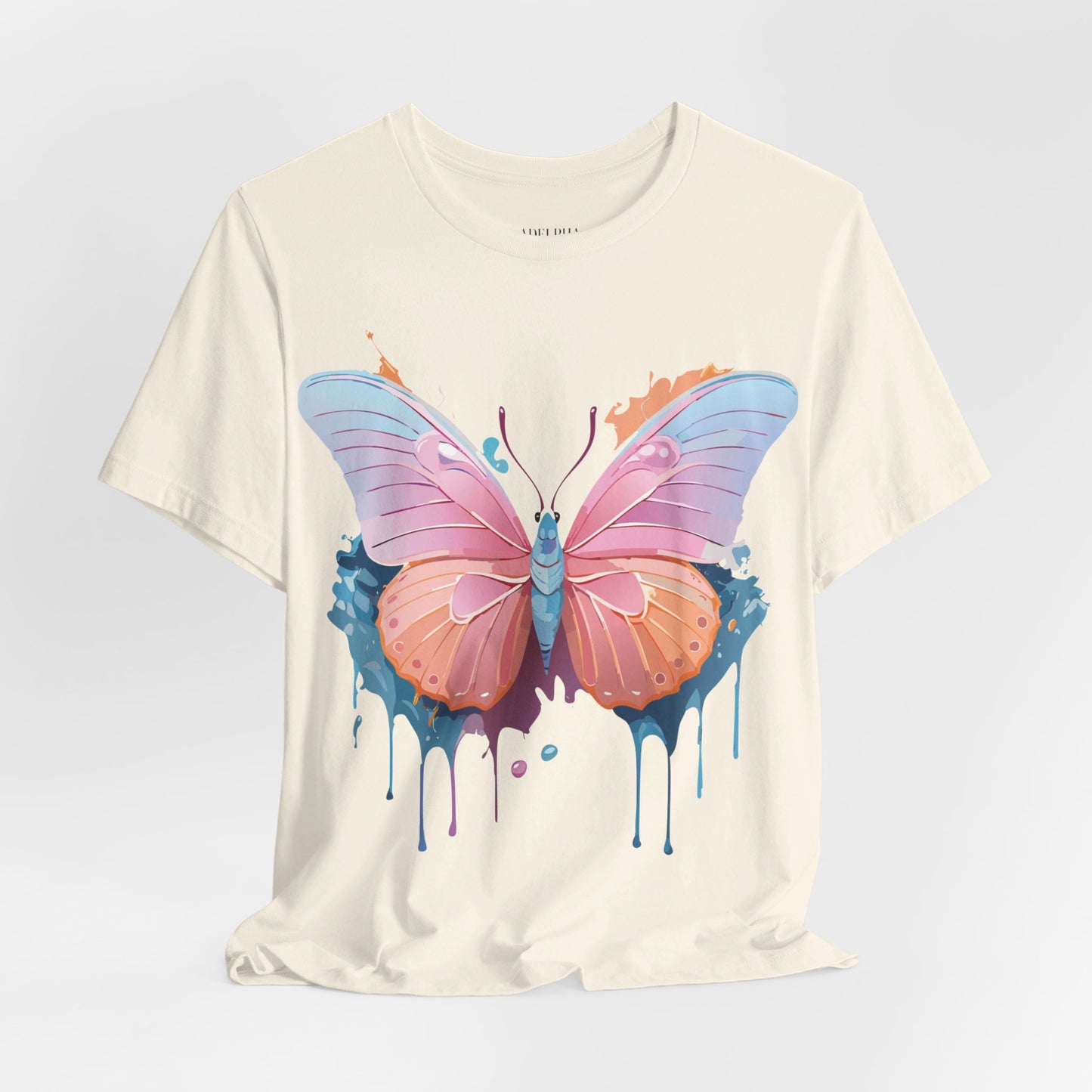 Natural Cotton Tee Shirt with Butterfly