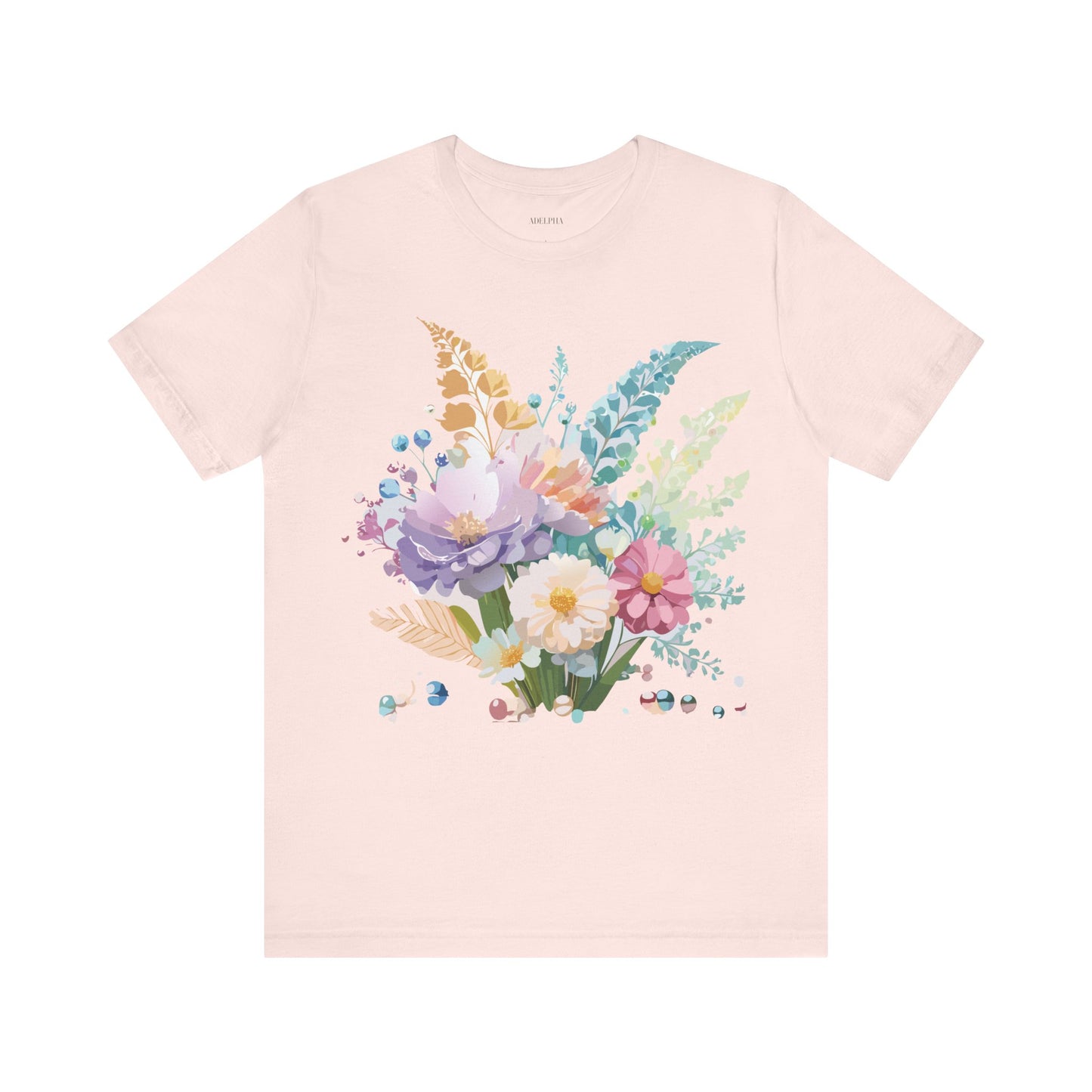 Natural Cotton Tee Shirt with Flowers