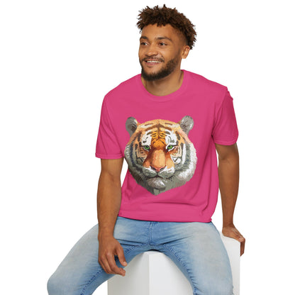 Tiger Print Shirt Unisex Animal Tee Gildan Softstyle 64000 Cotton Comfort