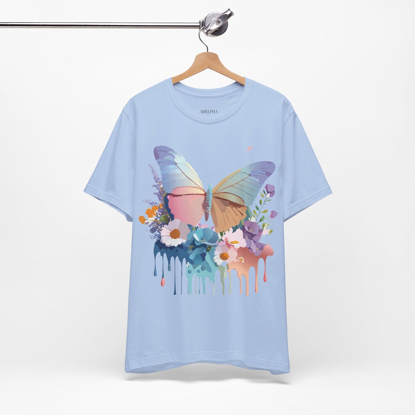 Natural Cotton Tee Shirt with Butterfly