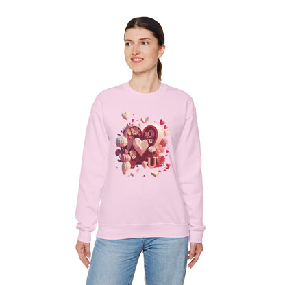 Unisex Floral Big Heart Sweatshirt Love Floral Valentine Day Cotton Poly Blend