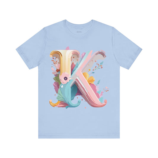 Natural Cotton Tee Shirt - Letters Collection - K