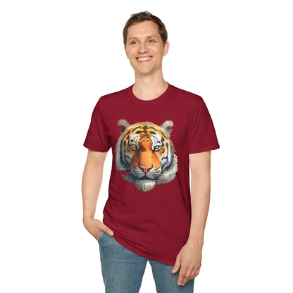 Tiger Print T Shirt Unisex Animal Tee 100 Percent Cotton Softstyle Gildan 64000