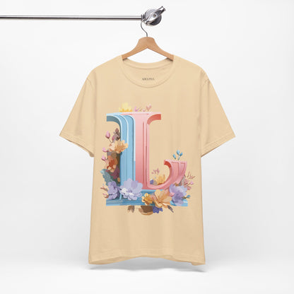 Natural Cotton Tee Shirt - Letters Collection - L Printify