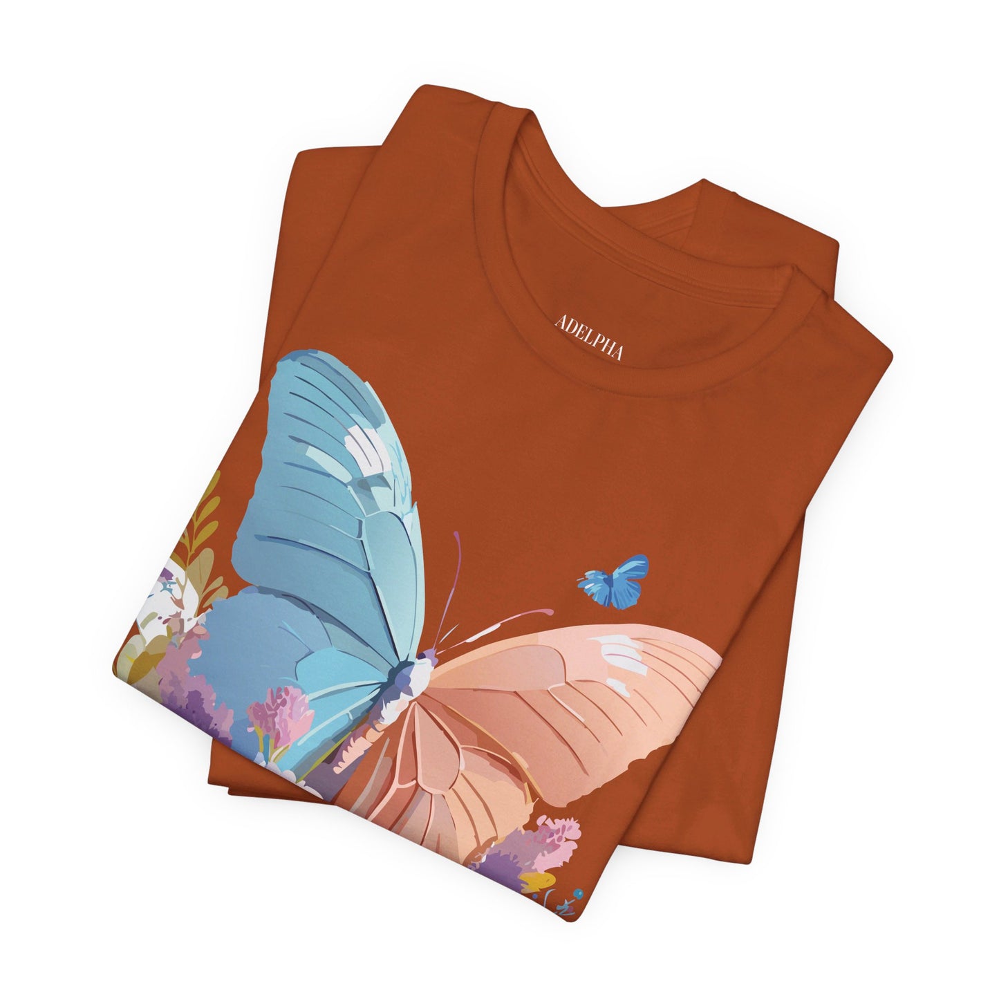 Natural Cotton Tee Shirt with Butterfly