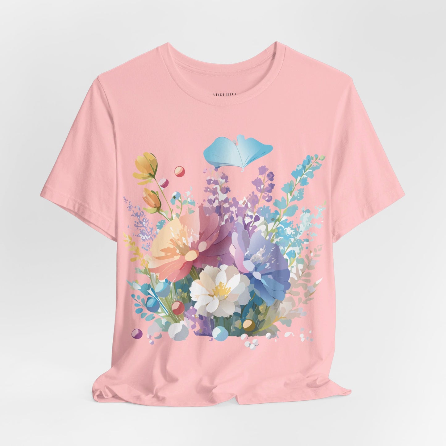 T-shirt en coton naturel avec fleurs