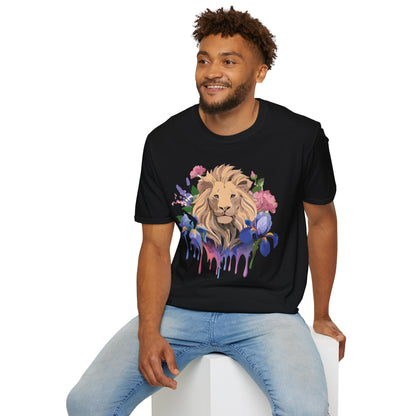 Unisex Softstyle Lion Shirt Floral Lion Tee Animal Print Graphic Tee