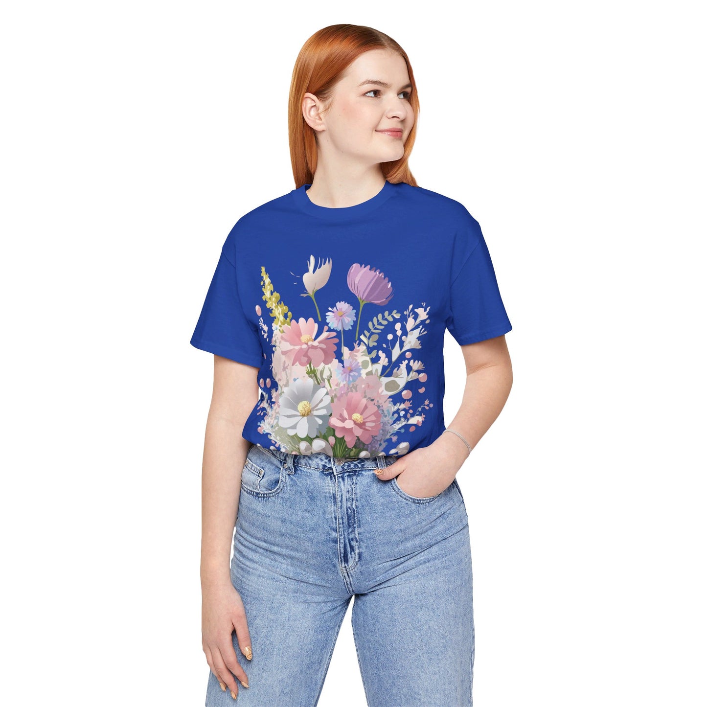 T-shirt en coton naturel avec fleurs