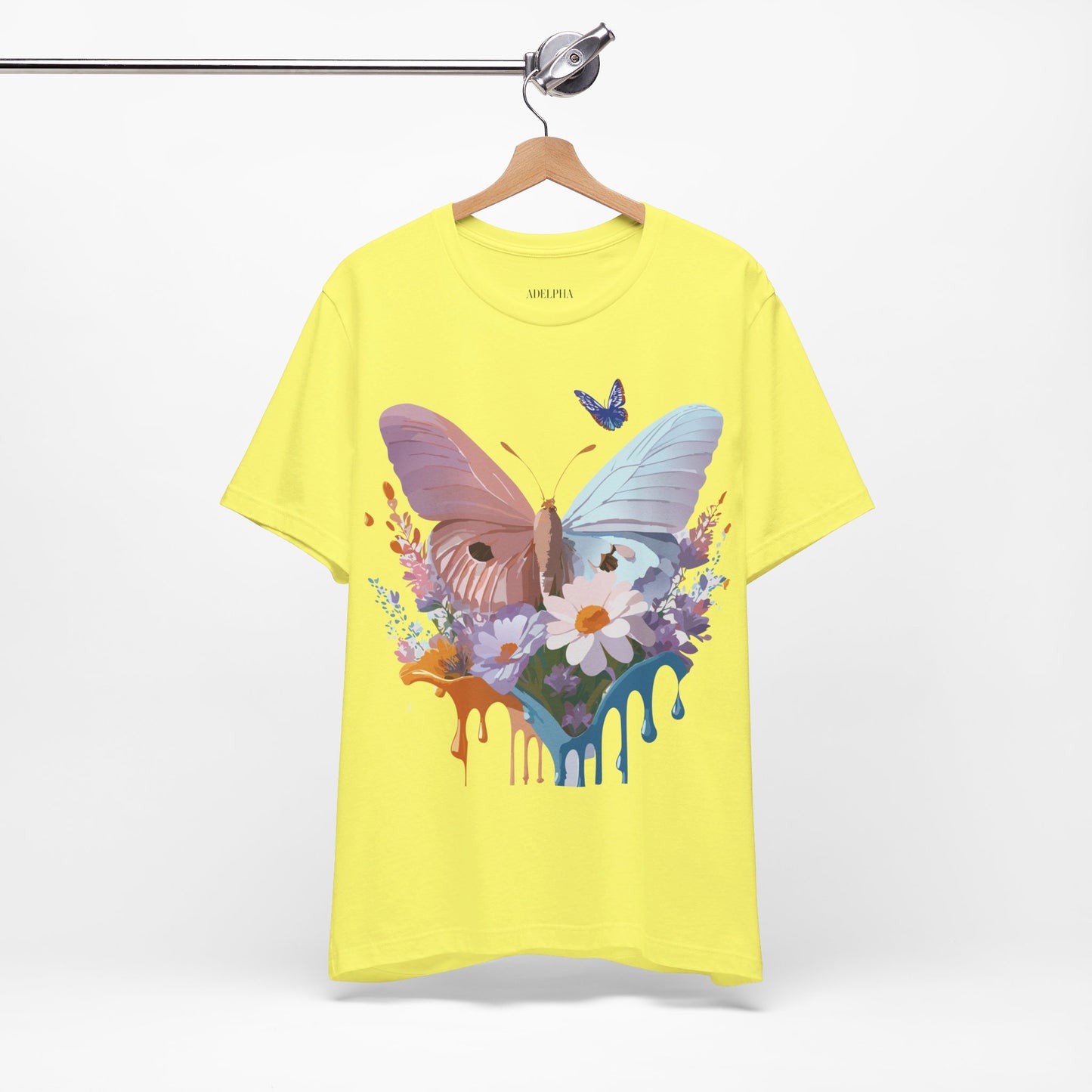 Natural Cotton Tee Shirt with Butterfly