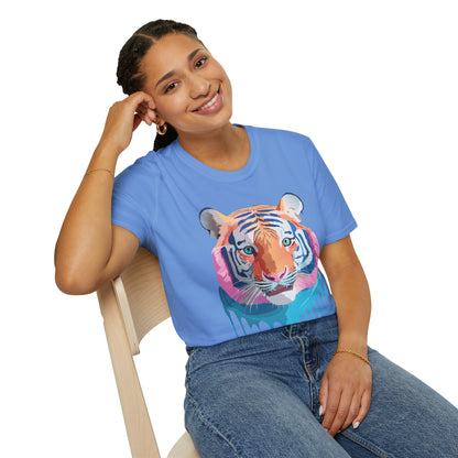 Tiger Print Unisex Softstyle Breathable Cotton Tee 64000 Gildan Shirt