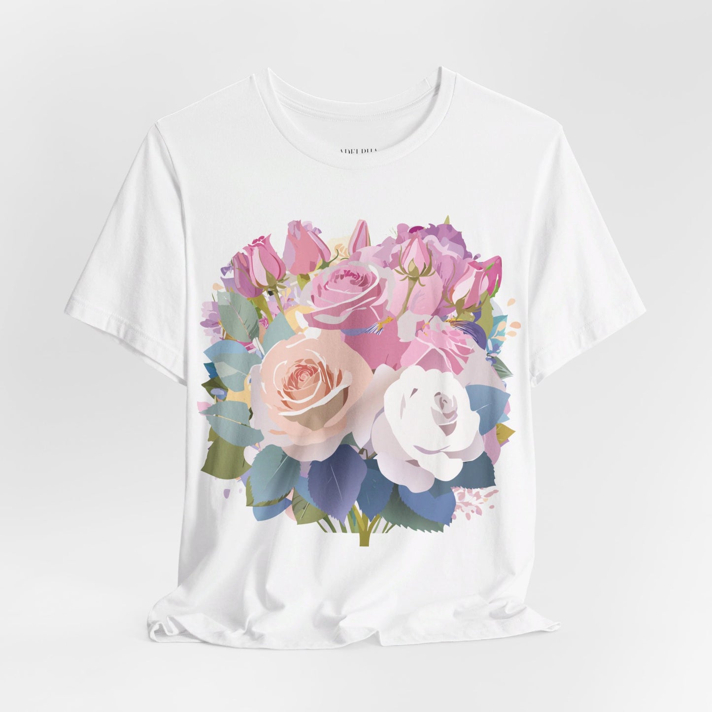 Natural Cotton Tee Shirt with Flowers