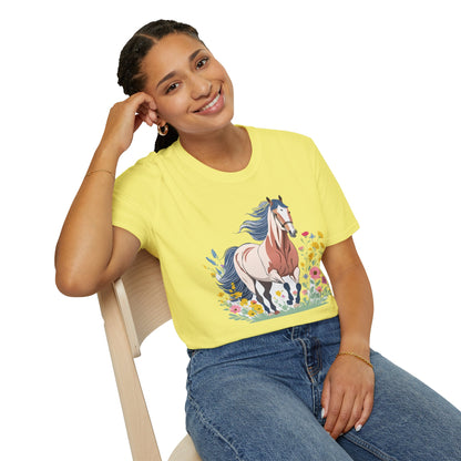 Unisex Horse Tee Softstyle Cotton Shirt With Animals Design Graphic