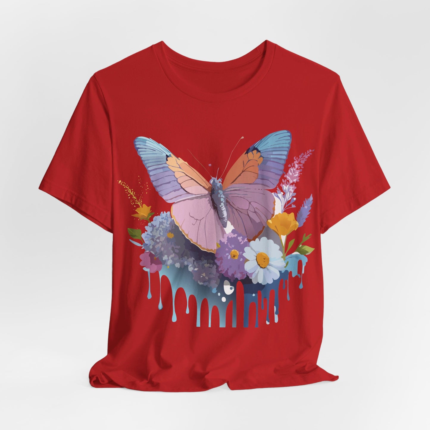 Natural Cotton Tee Shirt with Butterfly