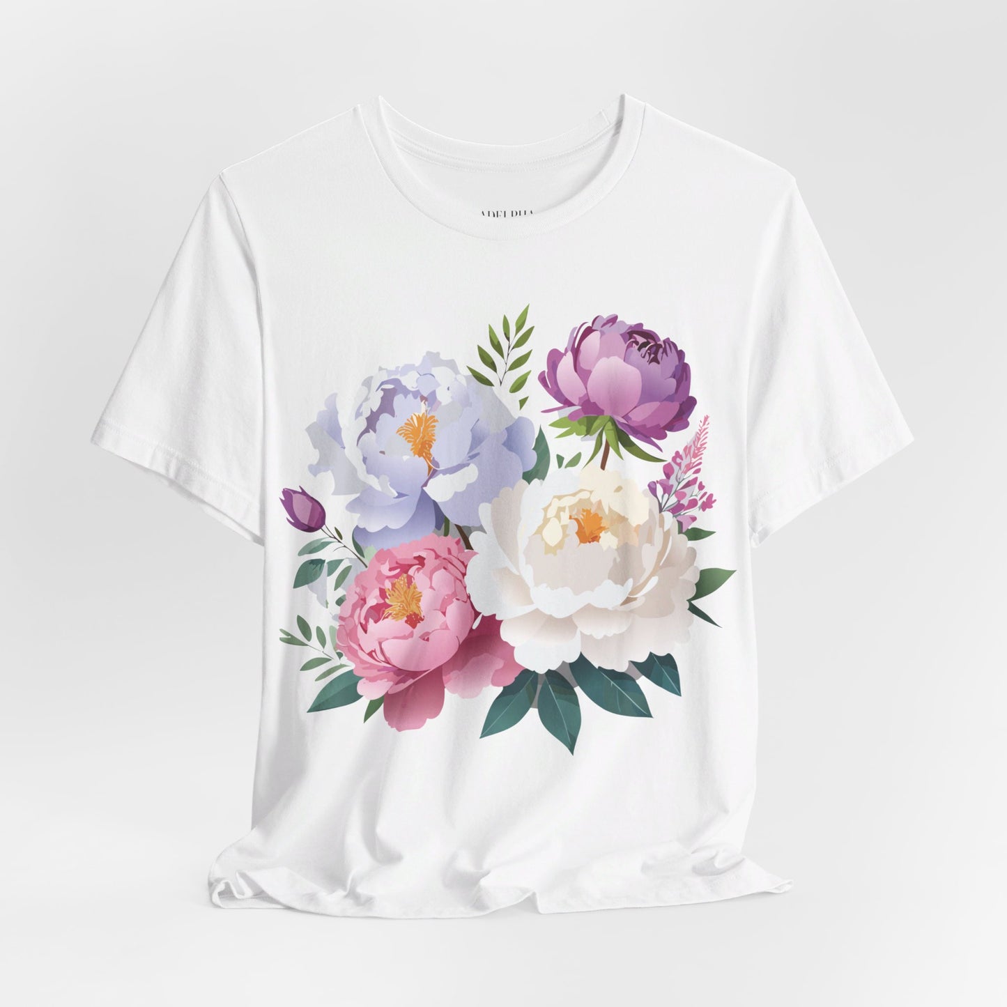 T-shirt en coton naturel avec fleurs