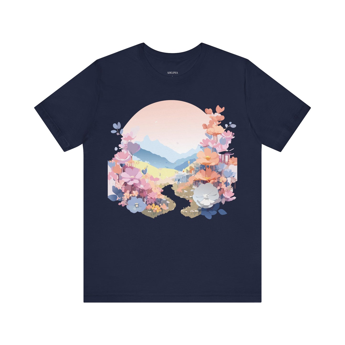 Natural Cotton Tee Shirt with Flowers