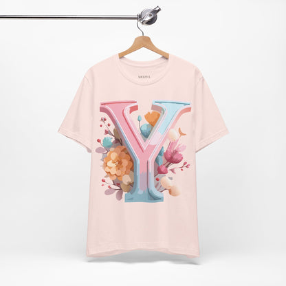 Natural Cotton Tee Shirt - Letters Collection - Y Printify