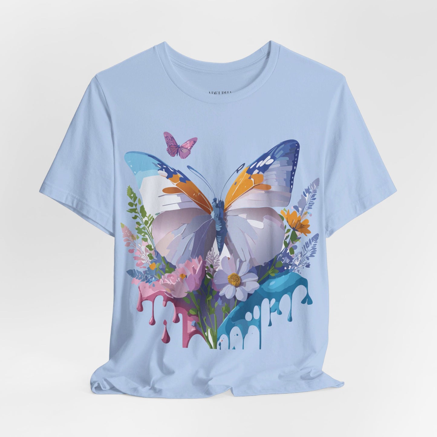 Natural Cotton Tee Shirt with Butterfly