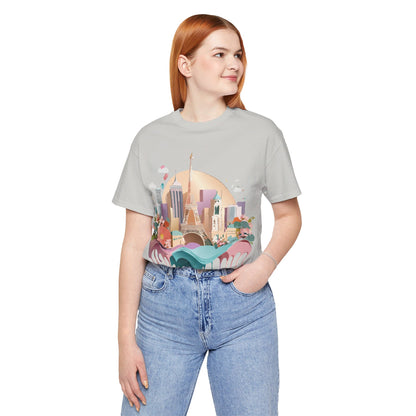 Natural Cotton Tee Shirt - Beautiful Places Collection - Paris Printify