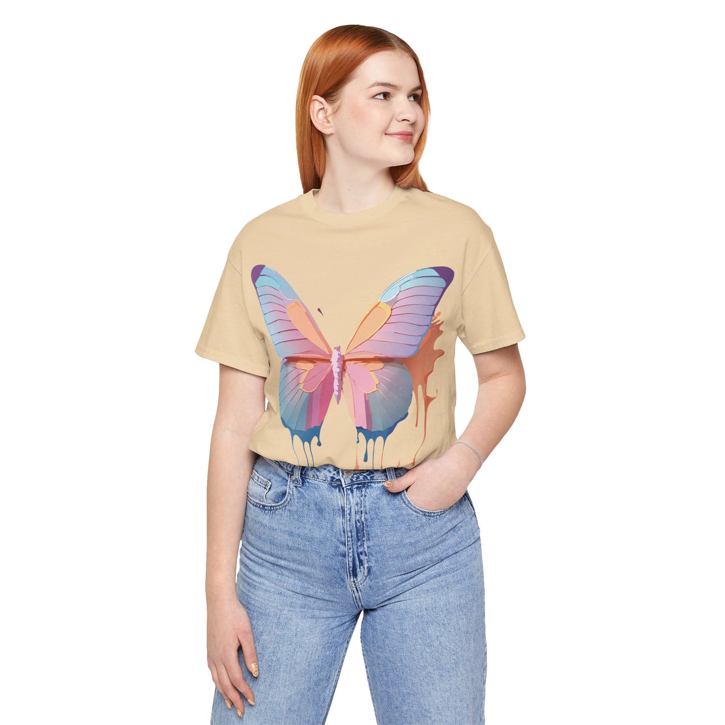 T-shirt en coton naturel avec papillon