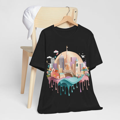 Natural Cotton Tee Shirt - Beautiful Places Collection - Paris Printify
