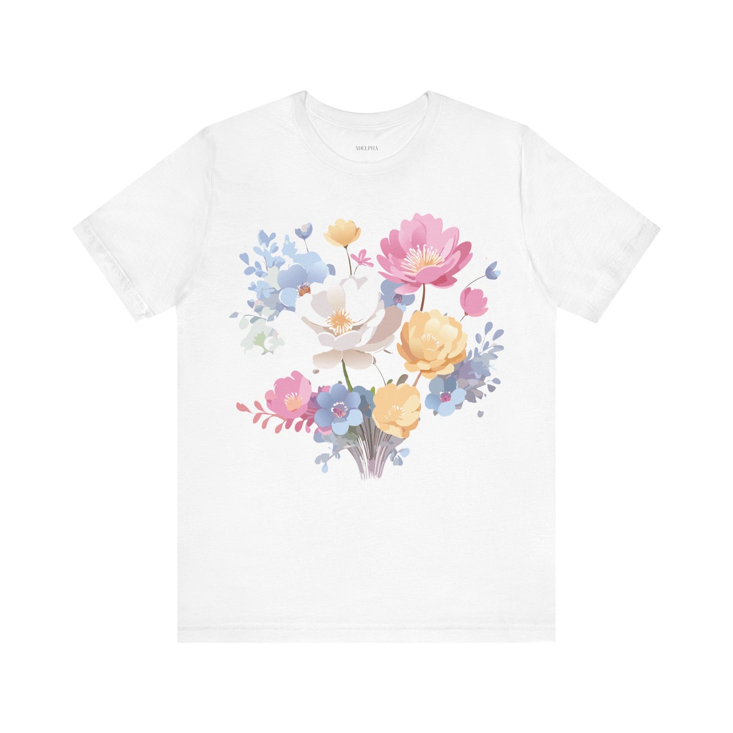 Natural Cotton Tee Shirt with Flowers