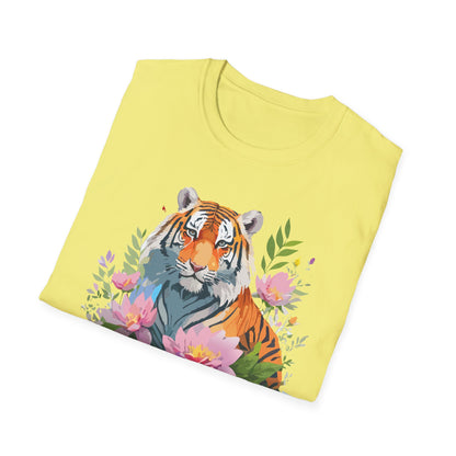 Tiger Print Unisex T Shirt Gildan Softstyle 64000 Animal Tee