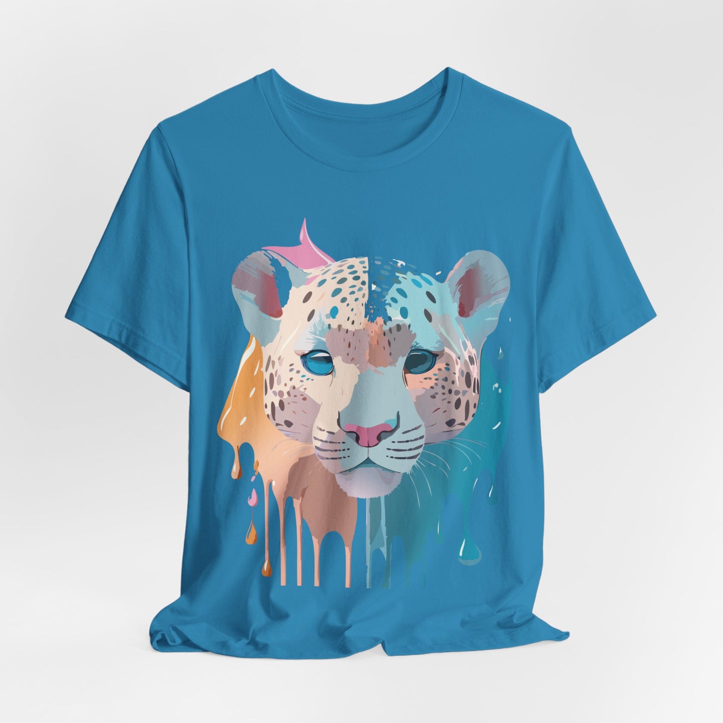 Natural Cotton Tee Shirt with Cheetah