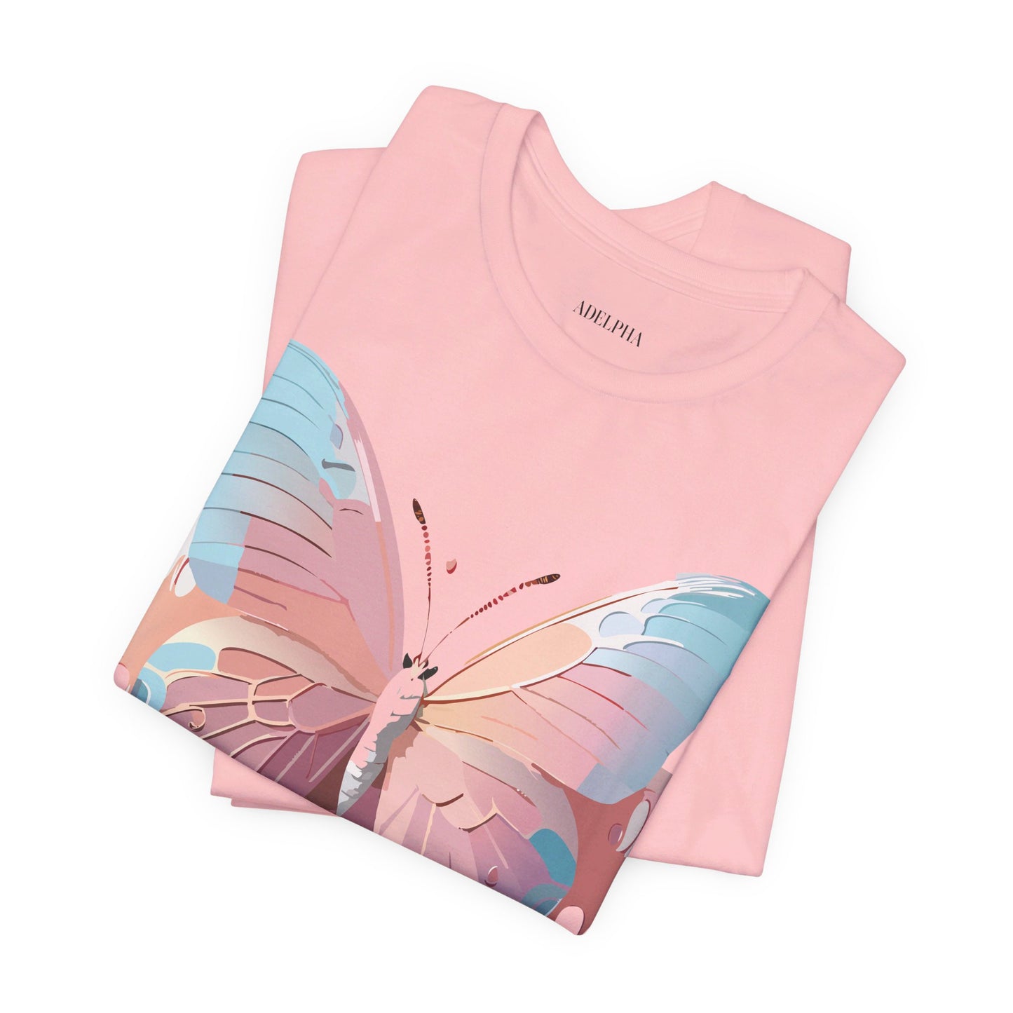 Natural Cotton Tee Shirt with Butterfly