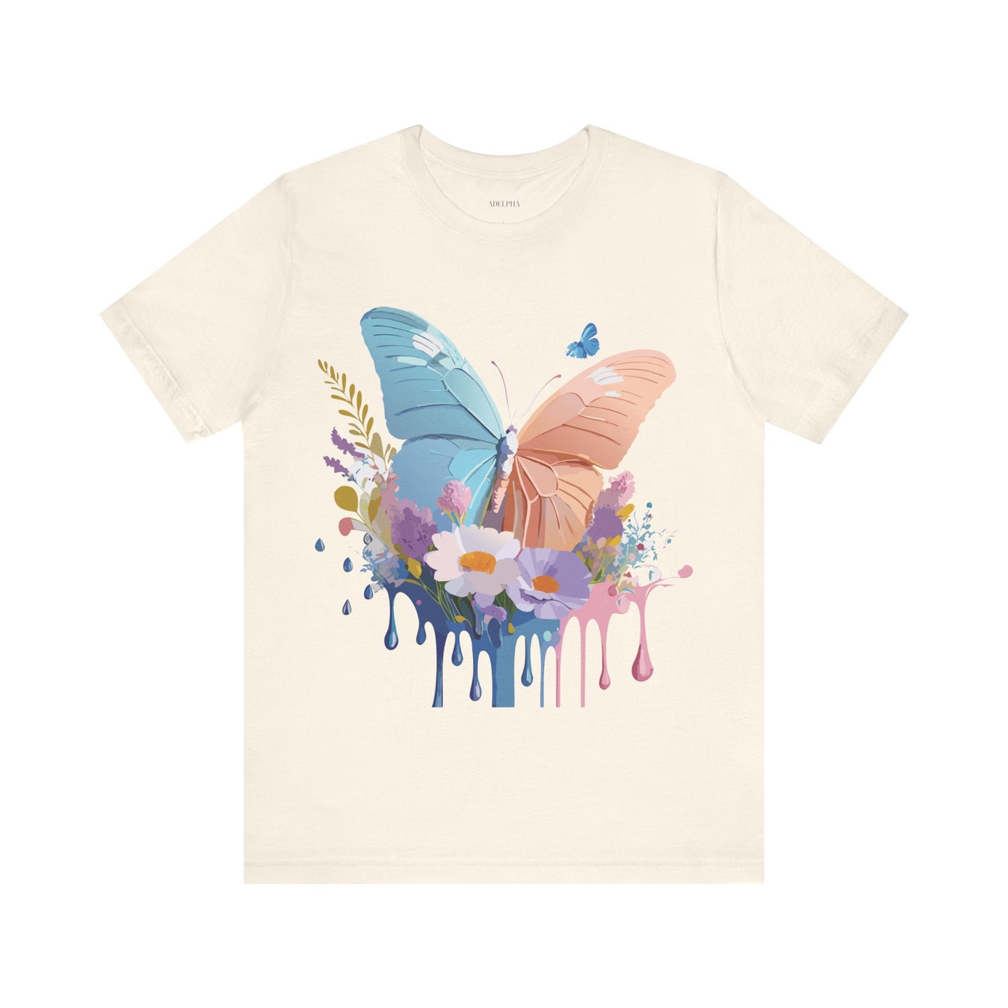 Natural Cotton Tee Shirt with Butterfly