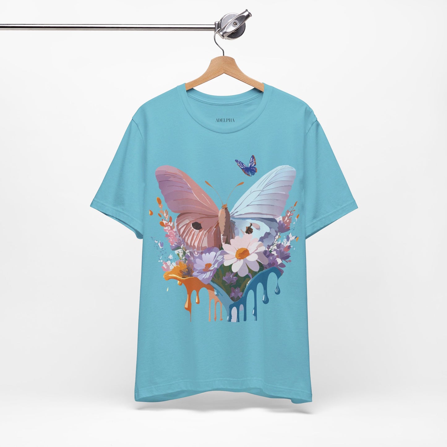 Natural Cotton Tee Shirt with Butterfly