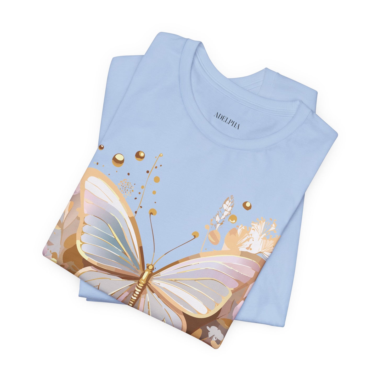 Natural Cotton Tee Shirt with Butterfly