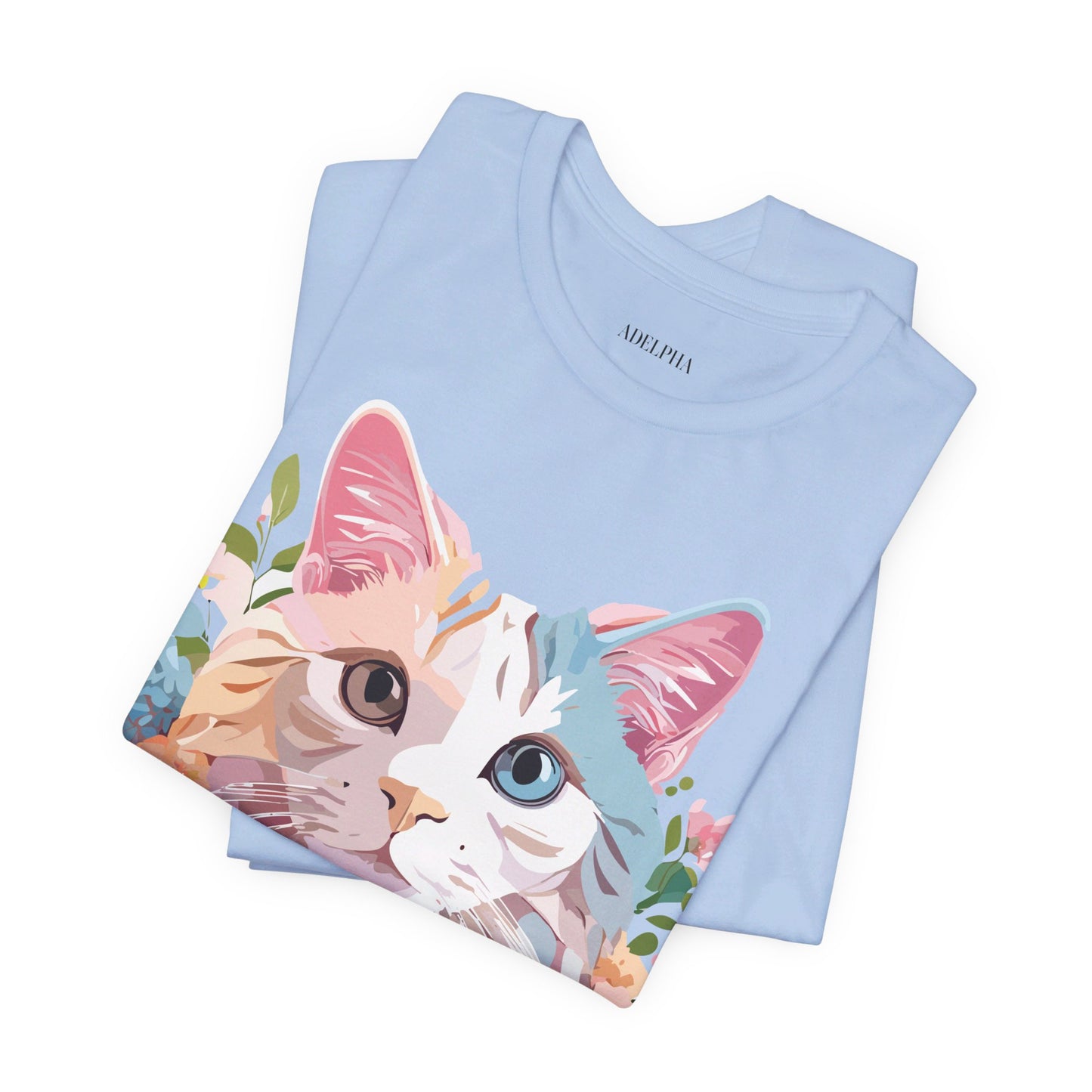 Natural Cotton Tee Shirt with Cat