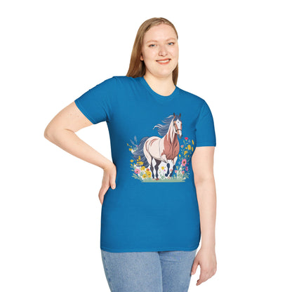 Unisex Horse Tee Softstyle Cotton Shirt With Animals Design Graphic