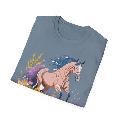 Unisex Horse Shirt With Animal Design Gildan Softstyle 64000 Tee
